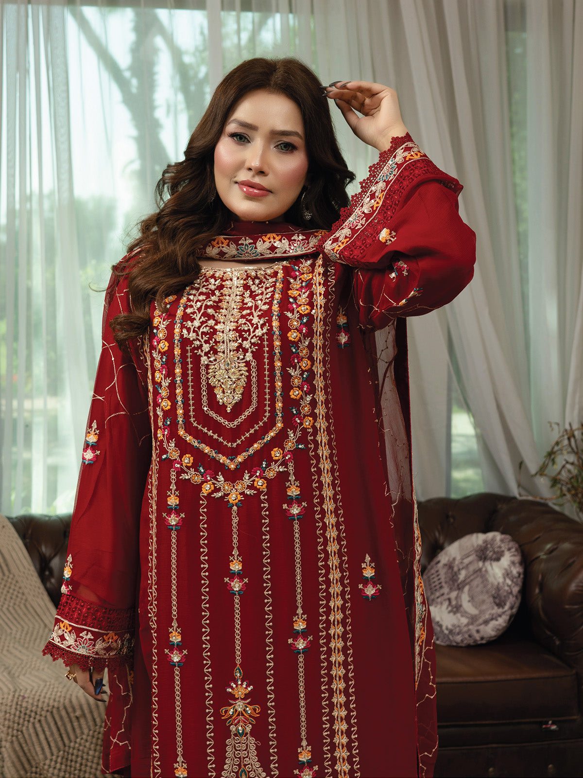 Aghanoor - Qurbat | Luxury Handwork Collection | 3 Ps Stitched | Product Code : NF202
